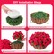 Artificial Hanging Flower Basket – Faux Petunias & Morning Glory, Outdoor Fake Hanging Plants for Patio, Garden, Porch, Balcony & Yard Decor (Rose Red)